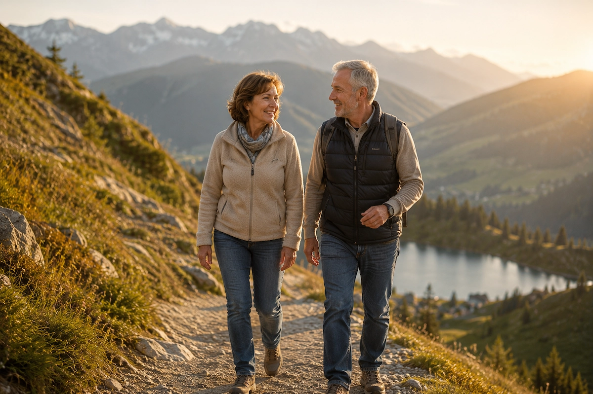 Un couple a retrouvé une qualité de vie grâce au bien-être digestif et peuvent à nouveau profiter des sorties en montagne
